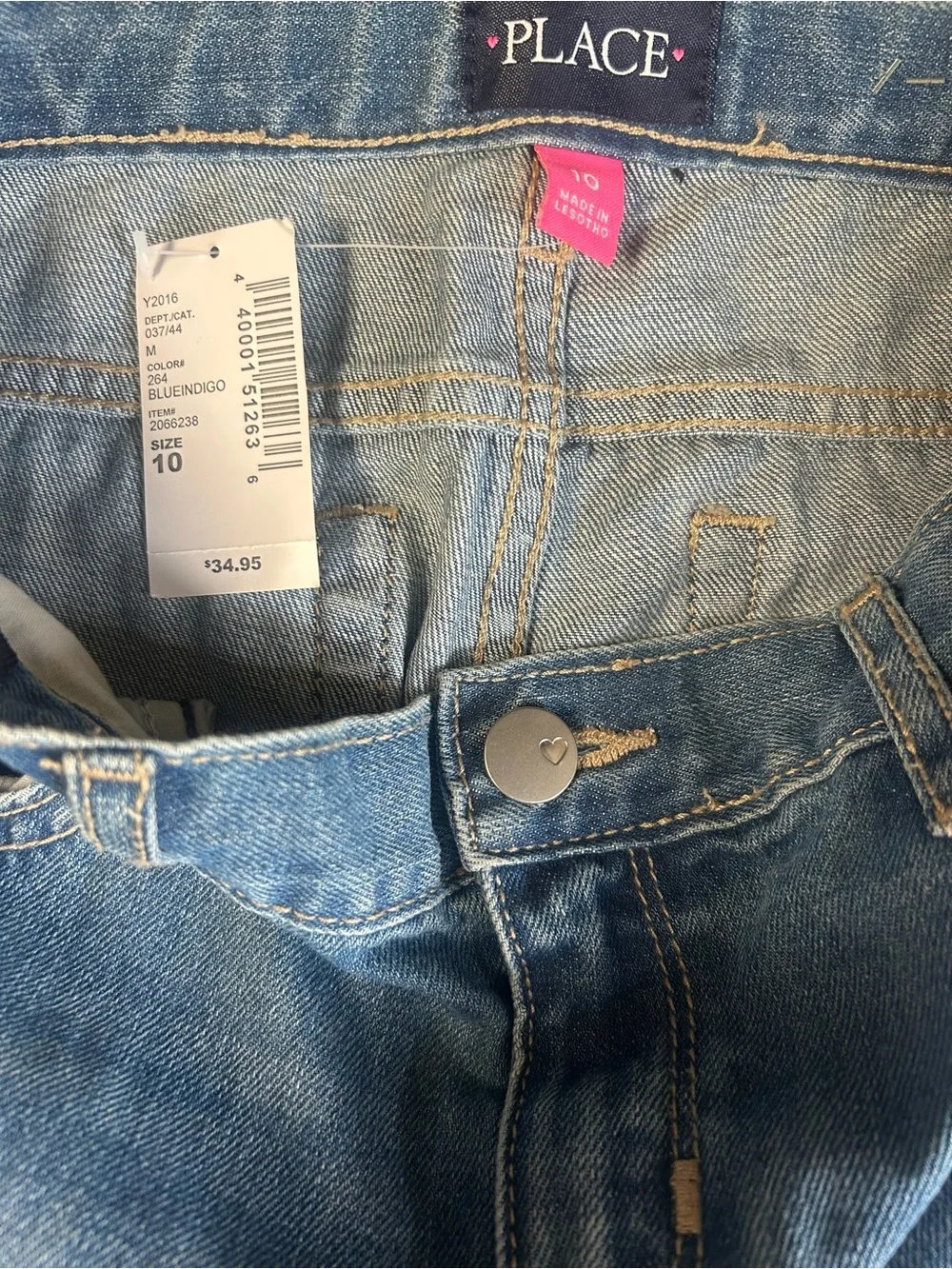The Children's Place Girls Jeans Size 10 Patch Denim Emoji Rainbow Heart NWT